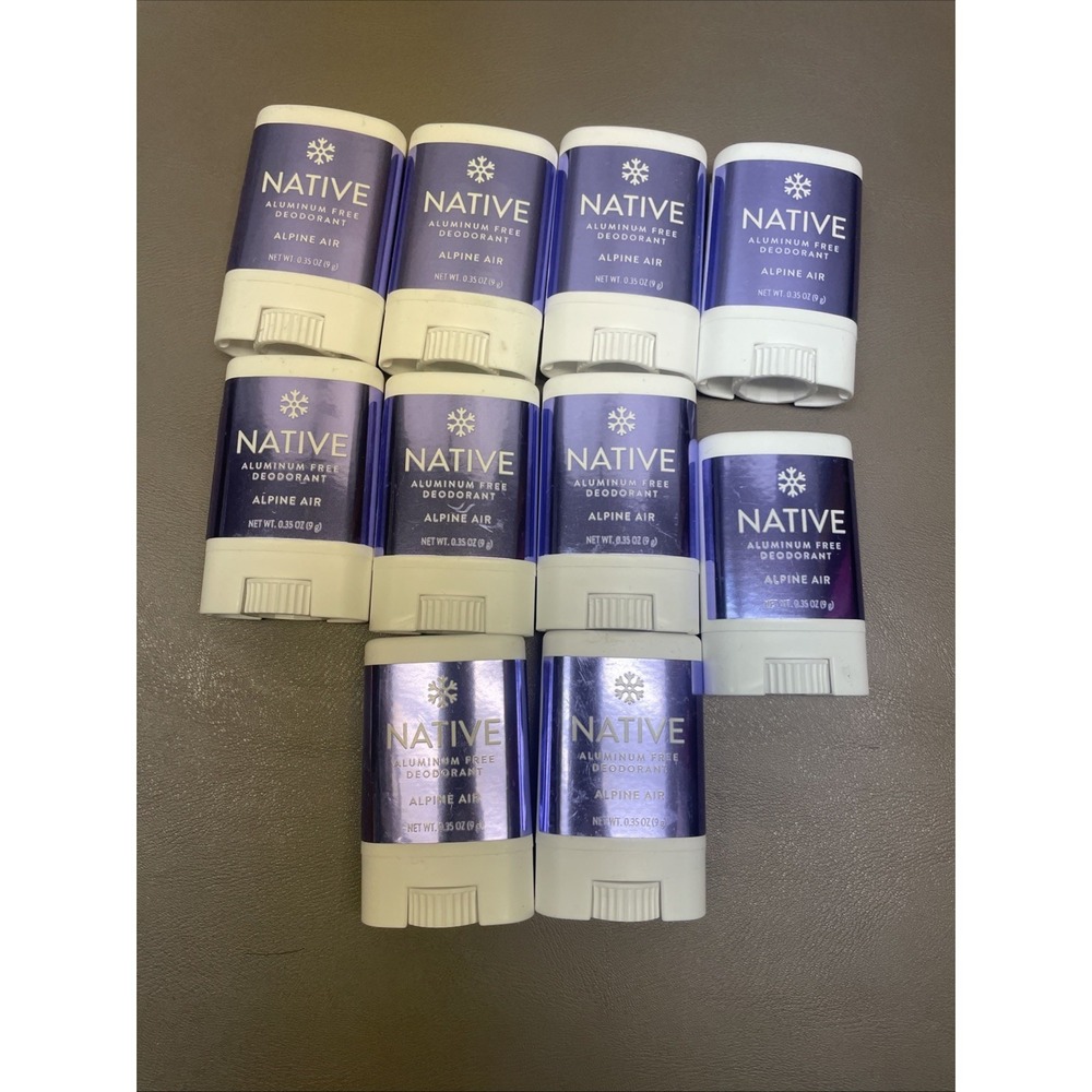 Native Deodorant Alpine Air  .35 Oz Lot Of 10 Travel Size Aluminum Free